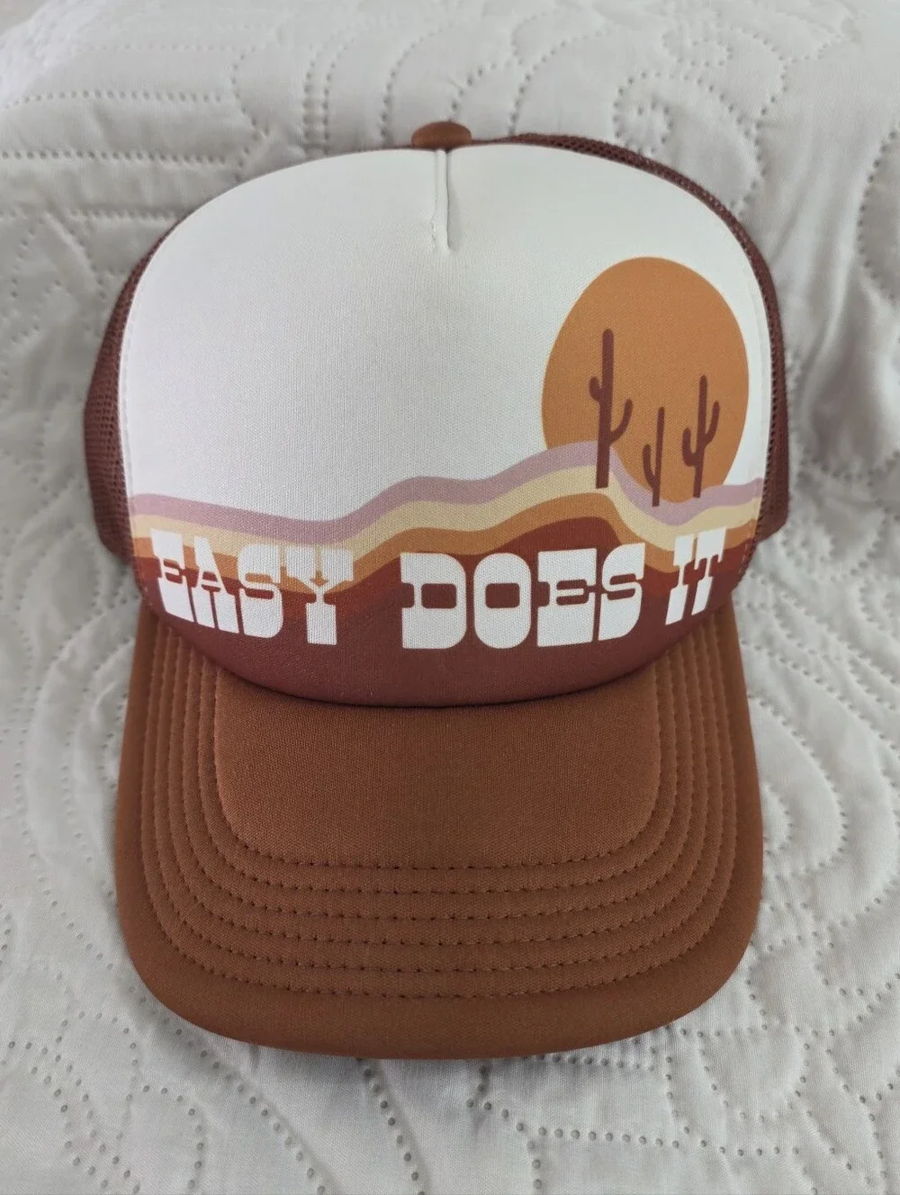 Women's Brown Desert Graphic Trucker Hat - Easy Does It